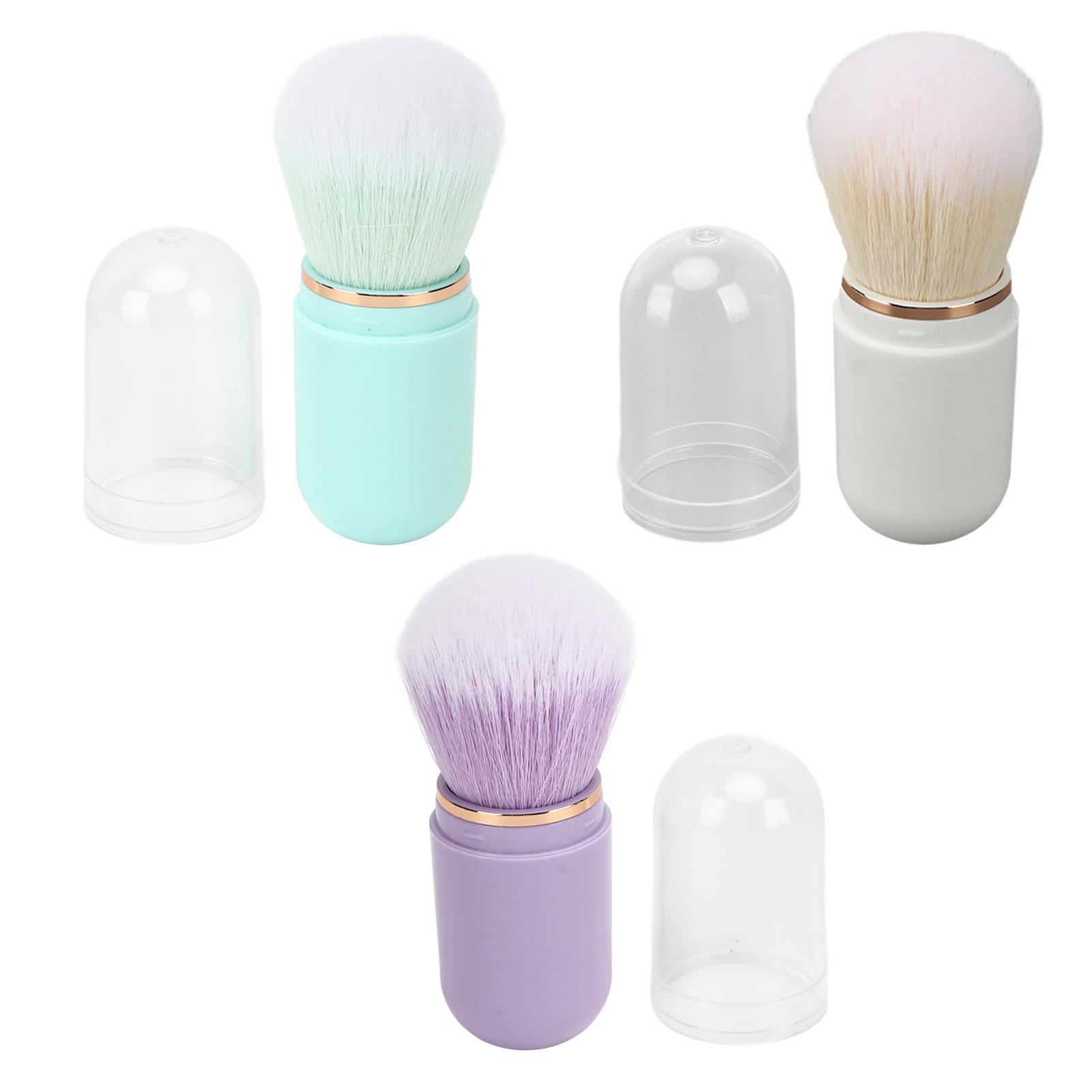

3pcs Nail Dust Cleansing Brush Soft Hair Comfortable Grip Loose Powder Brush with Cover White