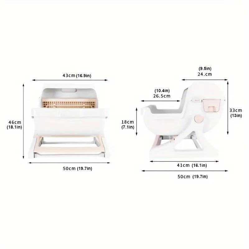 Halbautomatische, einfache Reinigung für Katzen, offenes großes Katzenstreubecken, spritzwassergeschützte Katzentoilette, Reinigungsmittel für Haustiere