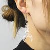 Women's Double Crescent Moon Star Pendant Cut New Moon Earrings