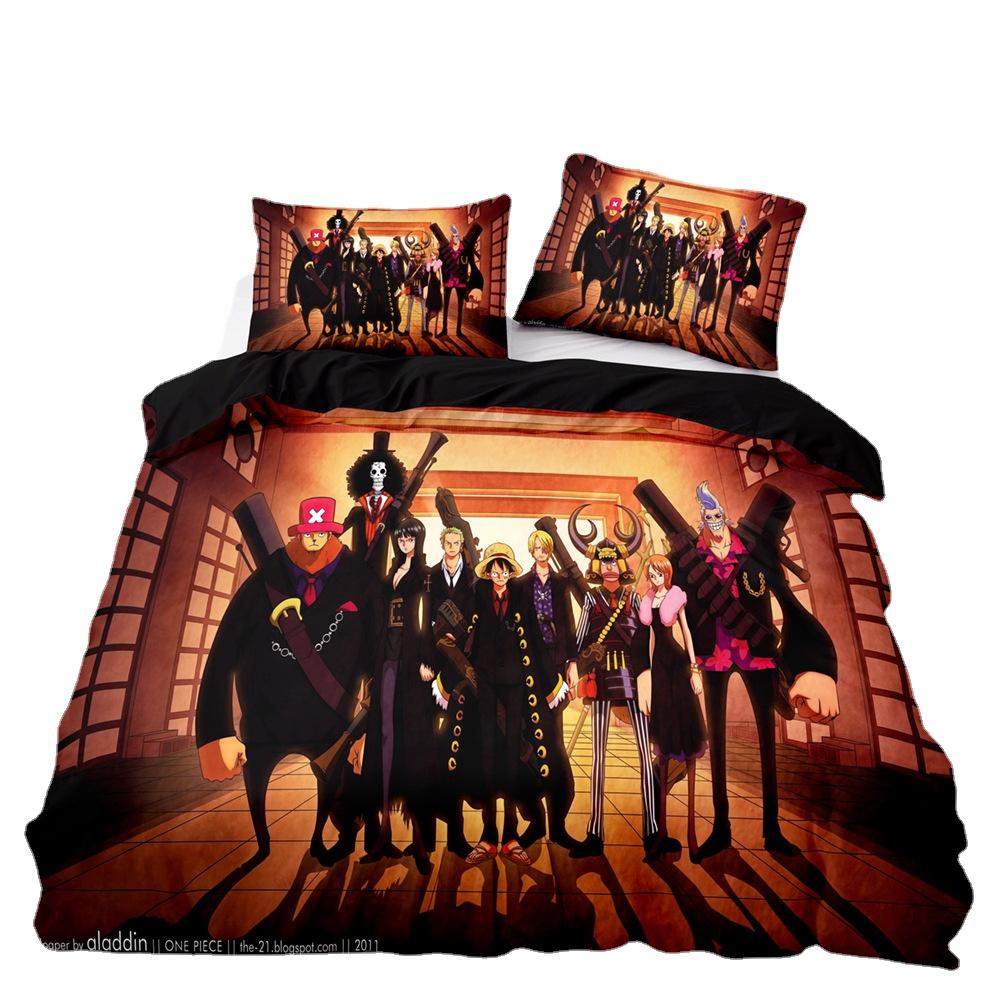 Anime One Pieces Bedding Collection Luffy Duvet Cover 3D Printing Quilt Cover Pillowcase Suit Kids Gift