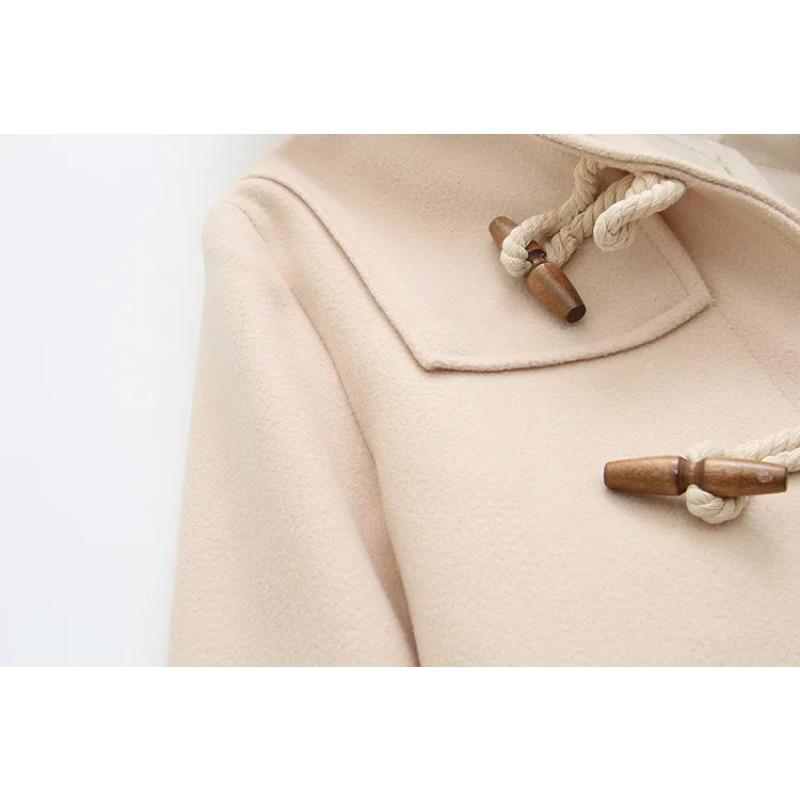 Cappotto di Lana Giubbotti da Donna Cappotti con Cappuccio Bottoni Manica Lunga Spesso Casual Y2k Streetwear Elegante Primavera Autunno Caldo