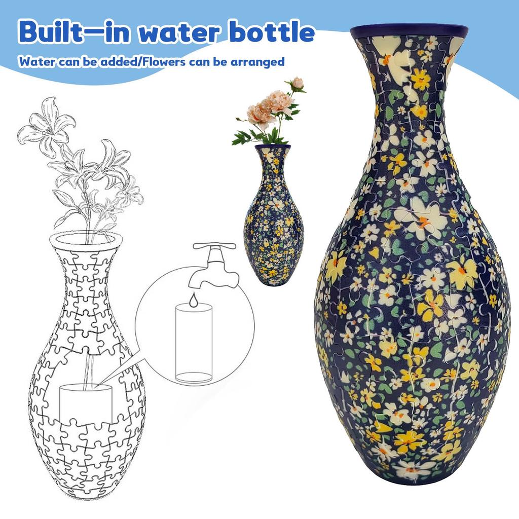 3D Puzzle Vase DIY Living Room Ornaments Flower Arrangement Home Decoration Children's Birthday Gift Toy