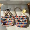 Color Plush Dots Women'S Bento Handbags Retro Design Female Fluffy Bucket Bags Large Capacity Shoulder Bag Purse Casual Tote