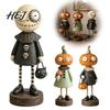 Halloween Pumpkin Figurines Pumpkin/Skeleton Figurine, Resin Desktop Ornament, Retro Cartoon Character Ornaments Humanoid Statue for Autumn