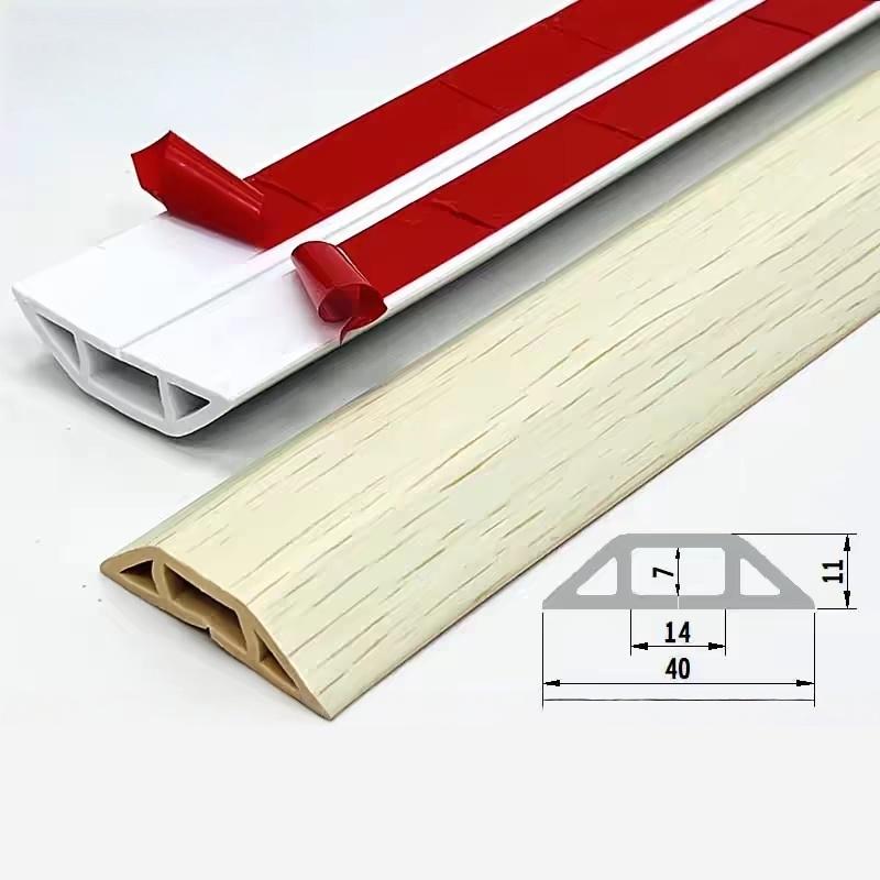 1Pc 1M/39.37in Pvc Floor Wire Cover Self-adhesive Power Cable Protector Electric Wire Duct Slot Cable Sleeves Hider Covers