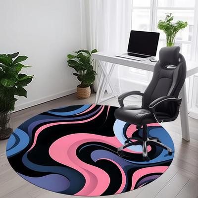 1pc Abstract Swirls Carpet, Round Non Slip Durable Large Size Office Carpet, Suitable for Office