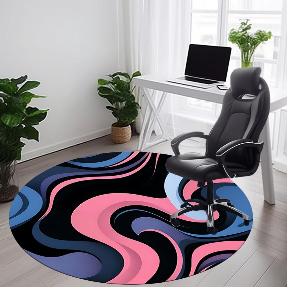 1pc Abstract Swirls Carpet, Round Non Slip Durable Large Size Office Carpet, Suitable for Office