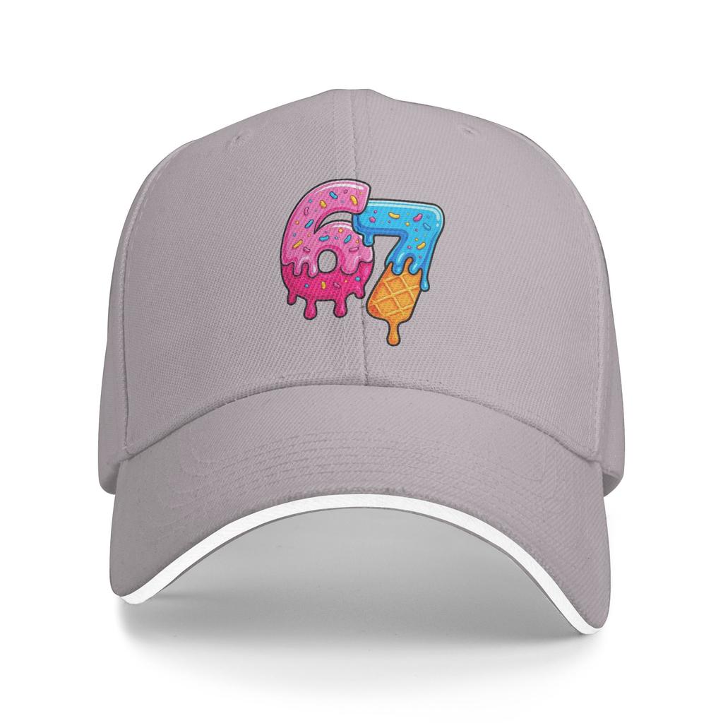 Funny Number Six Seven Ice Cream Drip Meme 67 Sun Baseball Cap Summer Y2k Cute Trucker Hat For Men Outdoor Sport Baseball Caps
