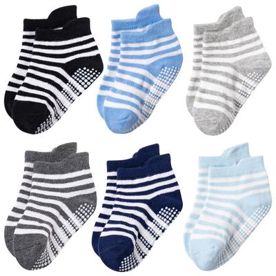 6er-Pack Anti-Rutsch Knöchel Erste Schritte Baumwollsocken Baby Rutschfeste Kleinkindsocken Neugeborenen Griffe Bebe Mädchen Jungen Säugling Kinder Junge Socken