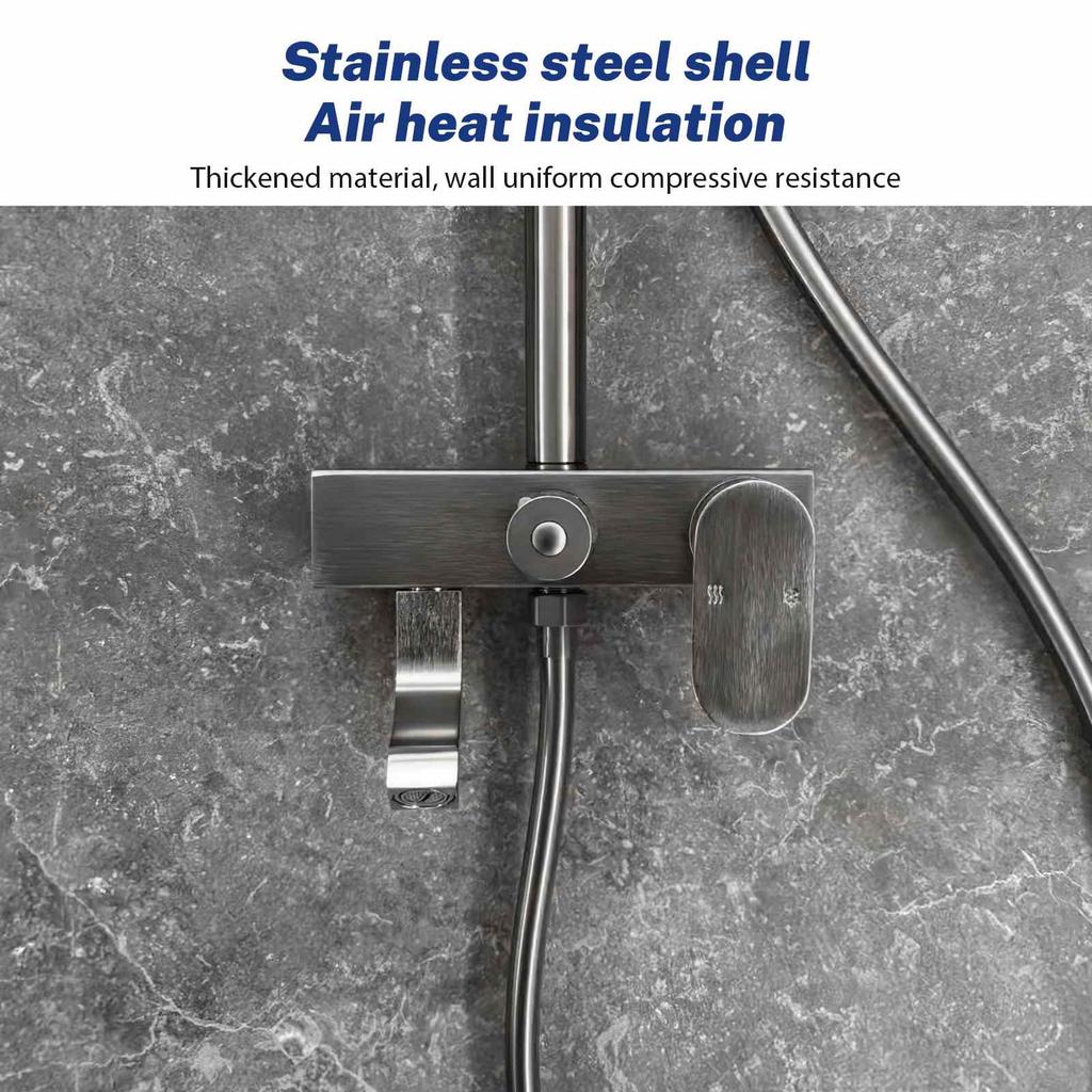 Bathroom Stainless Shower Full Set 3 Fashion Bathtub Shower System Pressed Shower Sets Thermostatic Self-cleaning Shower Faucet