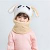 M size Kids Girls Boys Cartoon Hat Scarf Thicken Plush Cap Children Winter Fleece Hat Neck Warmer