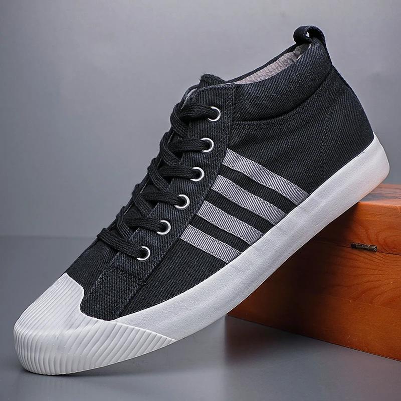 Men's Canvas Shoes Outdoor Walking Non-slip Casual Shoes 2024 Fashion Breathable High Top Men Sneakers Summer New Sport Shoes