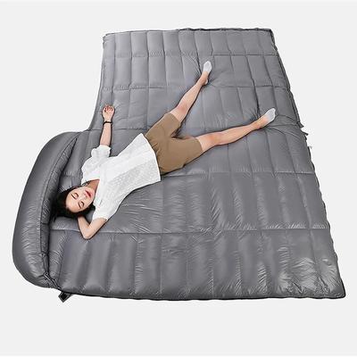 Saco de dormir para acampamento ou casa 2 pessoas, enchimento de penas de ganso branco, fino, adequado para clima quente, tamanho 220 x 130 cm, espaço grande