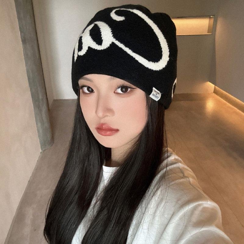 Autumn And Winter Warm Double-Layer American Wool Cold Hat Versatile Pullover Knitted Hat Outdoor Thickened Stack Hat