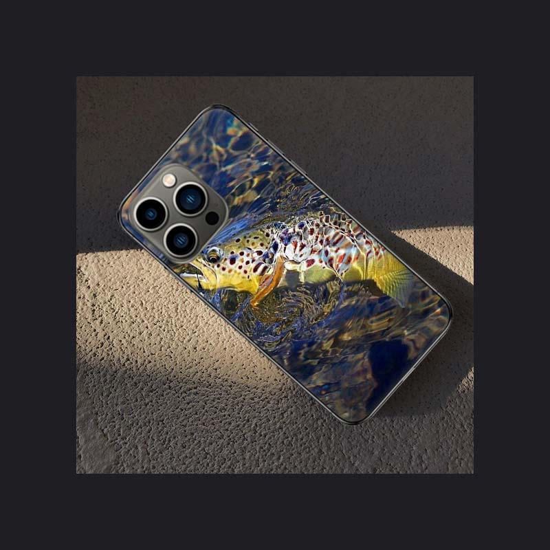 Brown Trout Fly Fishing Phone Case For Apple Iphone 16 15 Plus Soft 13 12 Mini Cover 11 14 Pro Max Capa X XS XR 8 7 Shell Coque