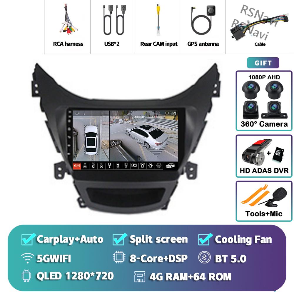 Android 14 Carplay Car Radio For Hyundai Elantra 2012 - 2015 Multimedia Video Player Navigation Stereo Head Unit Auto AI Voice