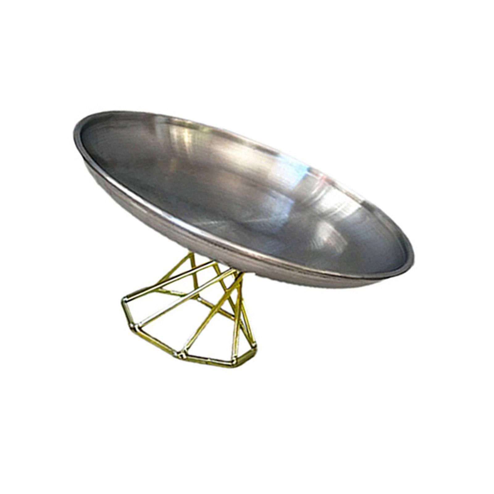 

Elegant Stainless Steel Serving Tray High-foot Storage Plate Desktop Decoration Food Presentation Dish for Coffee Table серебряный