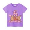 Capybara Birthday Print T-Shirtt Girls Number Short Sleeves Shirts Cartoon Anime Figures Tops Clothes Kids Summer Cotton Tees