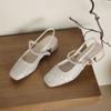 Fairy Wind Square Head Thick Heel with Bag Head Sandals  Summer New Small Fragrant Wind Pearl Mary Jane Shoes