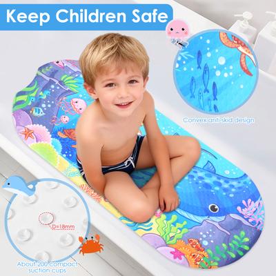 Baby-Badezimmermatte für die Wanne, rutschfest, Kinder-Badematte mit Saugnäpfen, Cartoon-Dusch-Wannenmatten, Kleinkinder-Massagematte