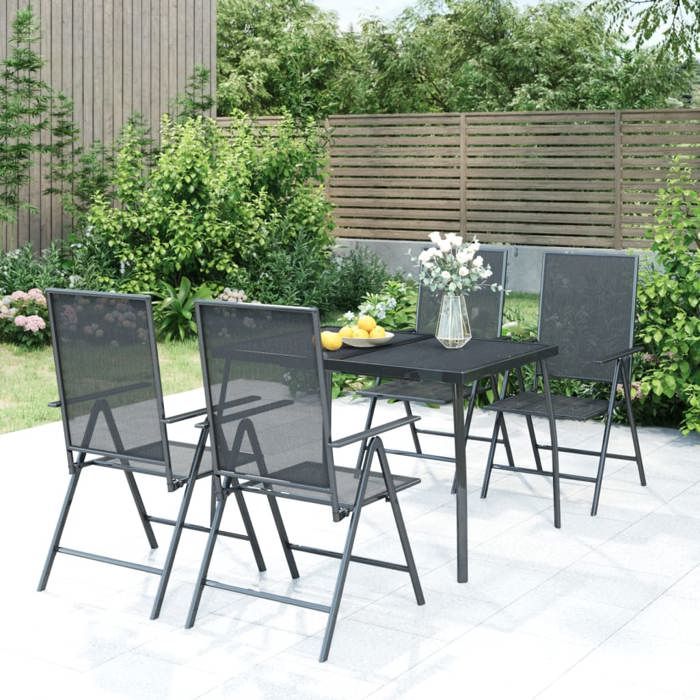 VidaXL Ensemble à manger de jardin 5 pcs anthracite acier, ensemble de salle à manger, ensemble de salle à manger 3187979