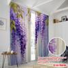 Plane Printing Pattern Curtains Purple Wisteria Versatile Durable Polyester Without Rod Decorations Home Use Curtain Set Of 2 Made Washable