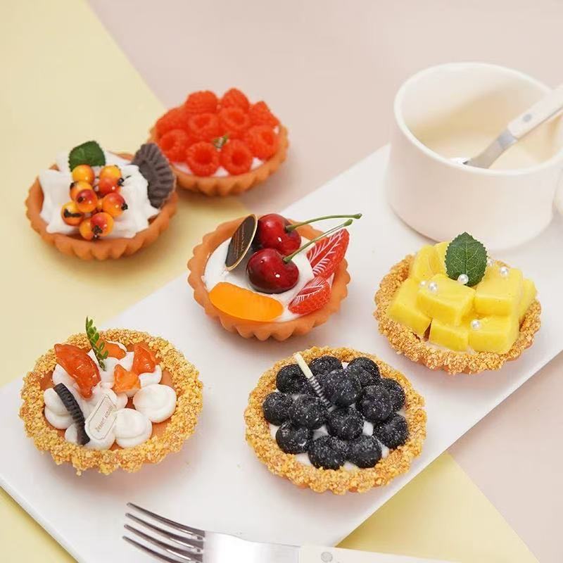 Simulation Fruit Egg Tart Fake Mango Raspberry Cake Model French Bread Desserts Ornaments Bakery Window Display Samples Photogra