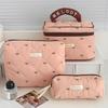 2025 Women Fashion Quilting Makeup Bag Large Capacity 3 Types Cosmetic Storage Pouch Handbag Portable Ladies Zipper Clutch Bag