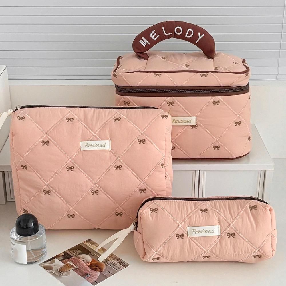 2025 Women Fashion Quilting Makeup Bag Large Capacity 3 Types Cosmetic Storage Pouch Handbag Portable Ladies Zipper Clutch Bag