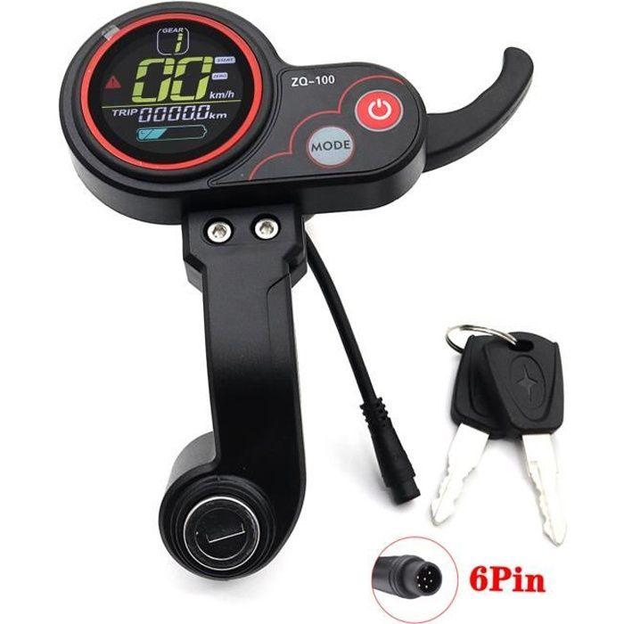 Compteur LCD universel pour trottinette électrique ZQ-100 avec clé de vitesse,d'affichage à 6 broches pour Scooter électrique