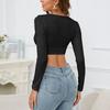 Women's Autumn and Winter New Long-sleeved Slim V-neck Fashion Sexy Tops