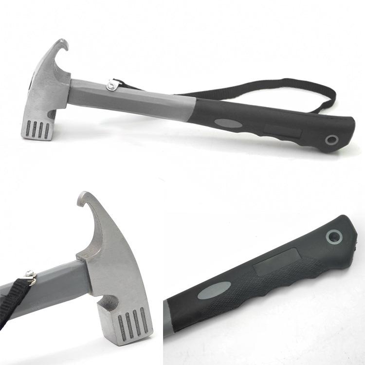 Multifunctional Outdoor Hammer: High-Carbon Steel Camping Tool with Ground Nail Puller