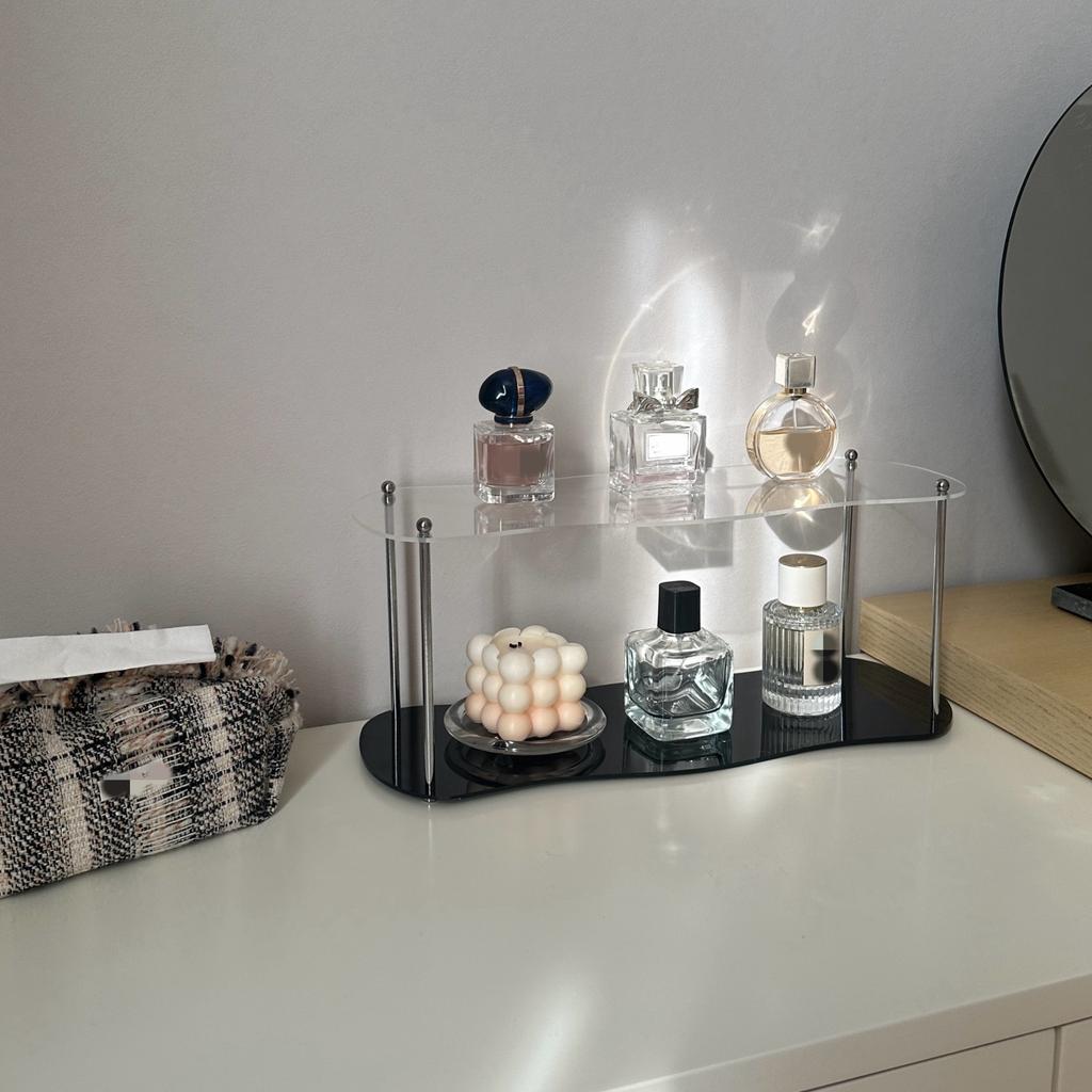Elegant 2-Tier Clear Acrylic Display Shelf For Bedroom, Living Room, Bathroom, And Kitchen – Multipurpose Layered Storage Rack