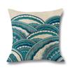 Home Ocean Wave Digital Printed Throw Pillow Linen Cushion Waist Pillow Case