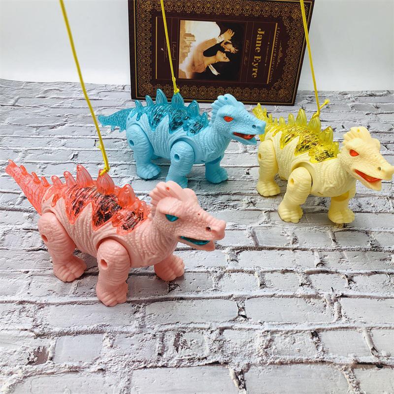 Detské svietiace dinosaurie hračky Deti Chodiace Ťahacie Dinosaurus Spievajúci Hudobný Dinosaurus Elektronické Vodítko Hračky