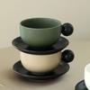 Nordic Creative Color Matching Ball Handle Ceramic Coffee Cup Saucer Office Home Afternoon Tea Cup Saucer Set Gift