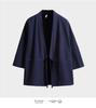 Men's Chinese-Style Trench Coat with Tie-Waist, Cape Design, Seven-Sleeve Dao Robe, and Embroidered Hanfu Details.
