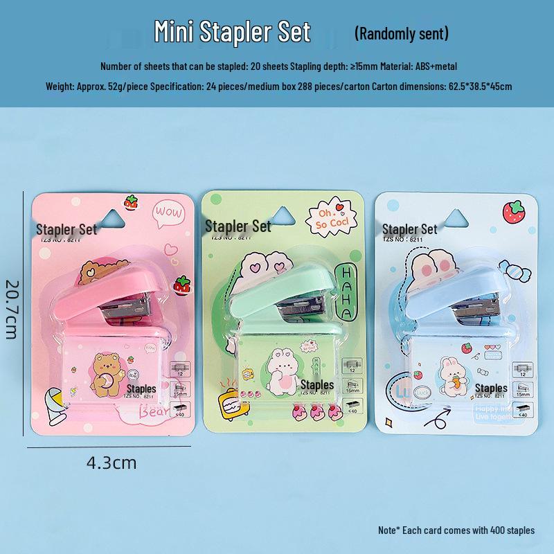 Adorable Cartoon Mini Stapler Set with No. 12 Staples for Students and Office