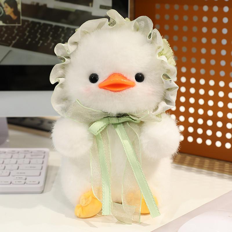 Duck Cartoon Lolita Plush Doll Wearing Hats And Bow Decorations For Kids Gift