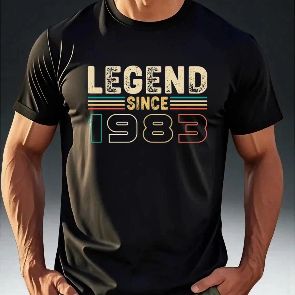 Mens Vintage LEGEND SINCE 5037meter TShirt Retro 80s Brand Print Casual Short Sleeve Round Neck Summer Tee