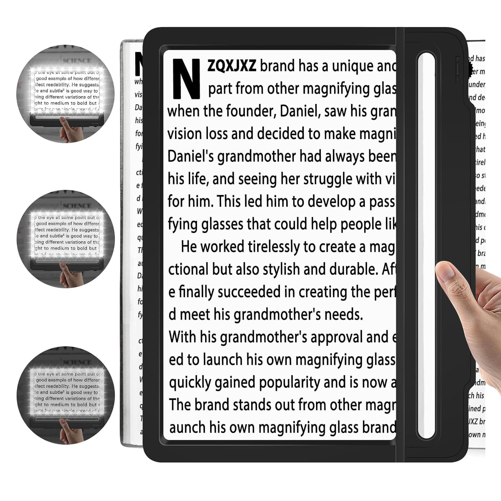 

NZQXJXZ Reading 5X Handheld Magnifying Glass with 43 Super Bright Dimmable LED Lights Magnifier, Full-Page Magnifier,