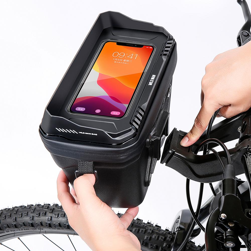 WILD MAN Cycling Front Frame Bag Touch Screen Bike Mobile Phone Handlebar Bags