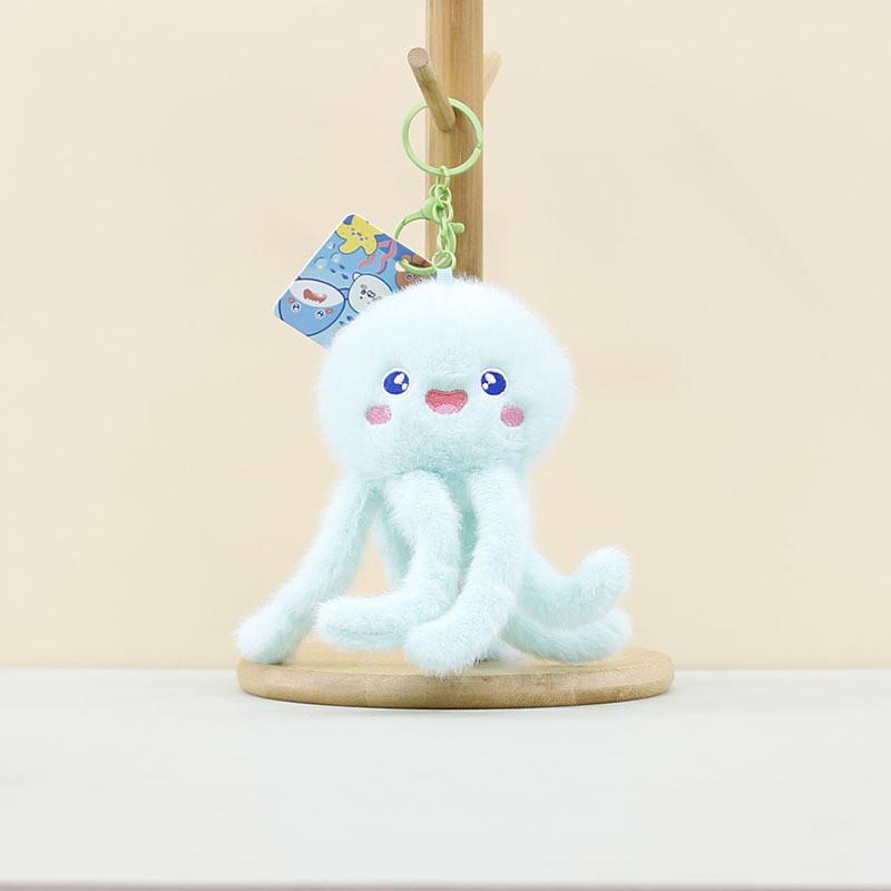 Cute Marine Animal Plush Jellyfish Hanging Pendant Soft Octopus Keyring Toy