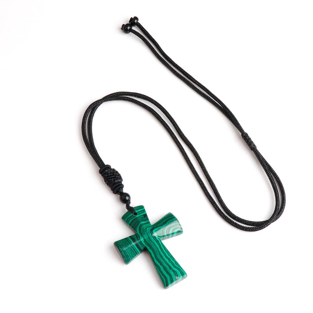 Colier Cruce Agat - Piatră Semiprețioasă Cadou de Crăciun Lanț Pulover