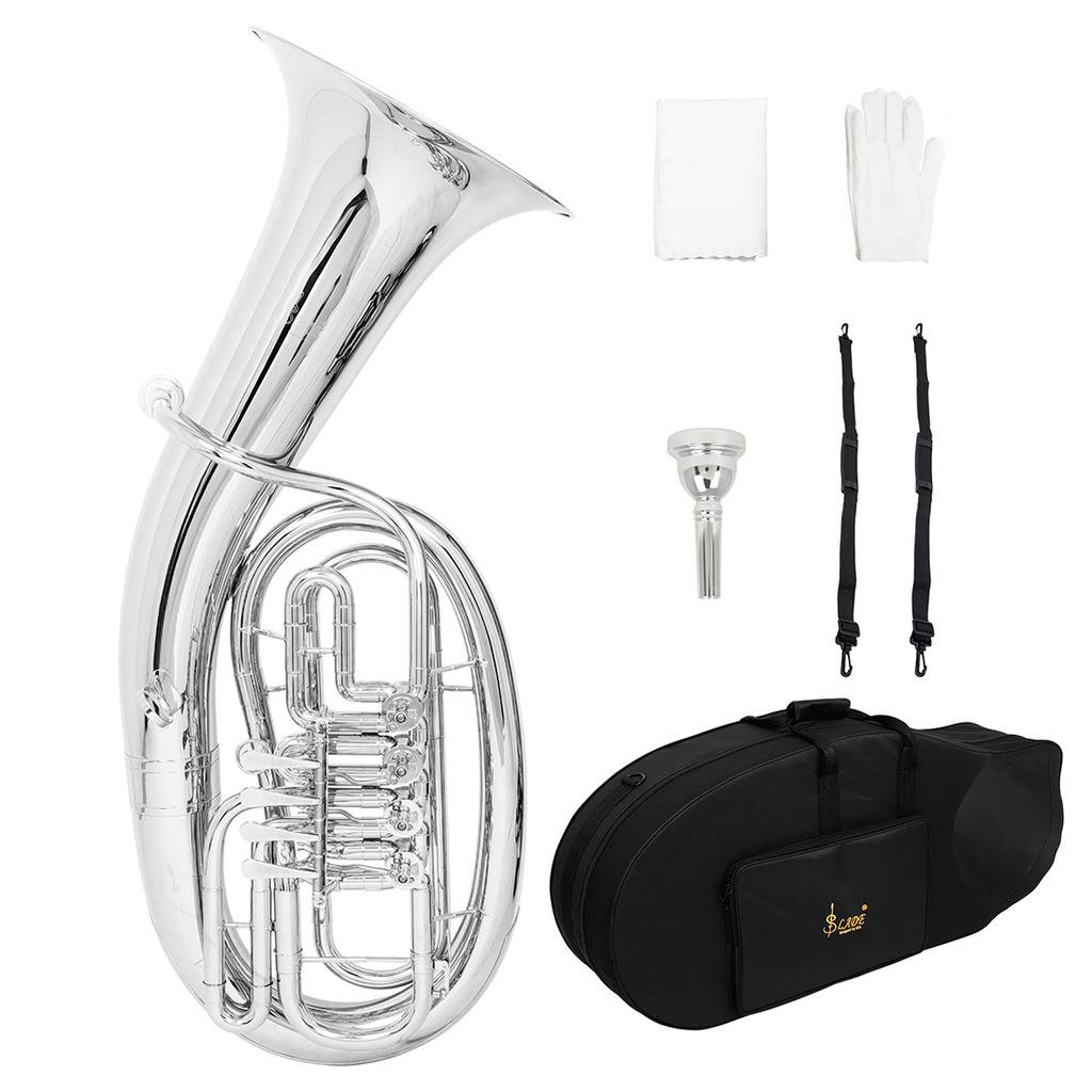 SLADE 4-Key Flat Key Euphonium Pro Bass Horn Phosphor Bronze Color Brass Body 4 Flat Keys Euphonium Brass Instrument with Parts