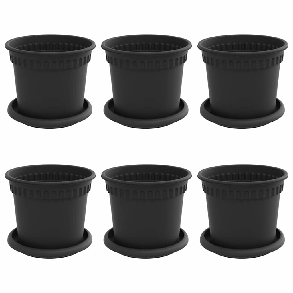 Plant Pots 6 Pcs Black Ø 15 X 12 Cm Plastic