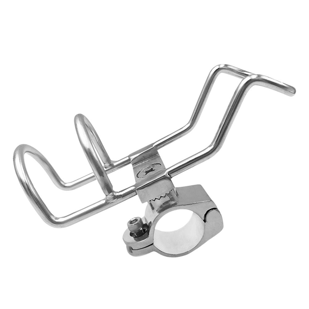 Stainless Steel Rail Mounted Clamp Rod Holder Double Wire 360 Degree Pole Bracket Fishing Rod Rack Holder Boat Accessories