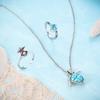 New In Rings Copper Jewellery Certified Delicate Blue Zircon Turtle Authentic High Quality for Women Wedding Ring Set