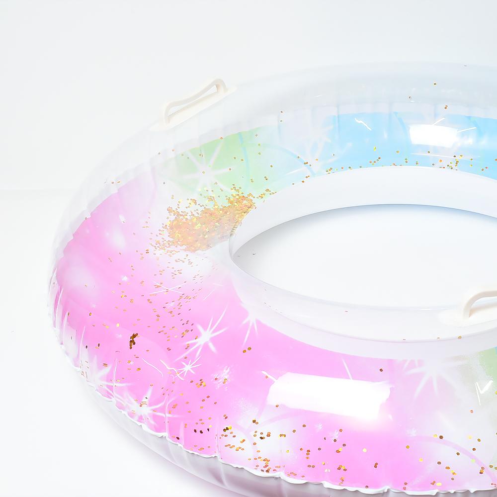 Nafukovací křišťálový průhledný flitrový plavecký prsten Flash plovoucí prsten Záchranný kruh Dárek pro dospělé teen Beach Pool Party Hračka