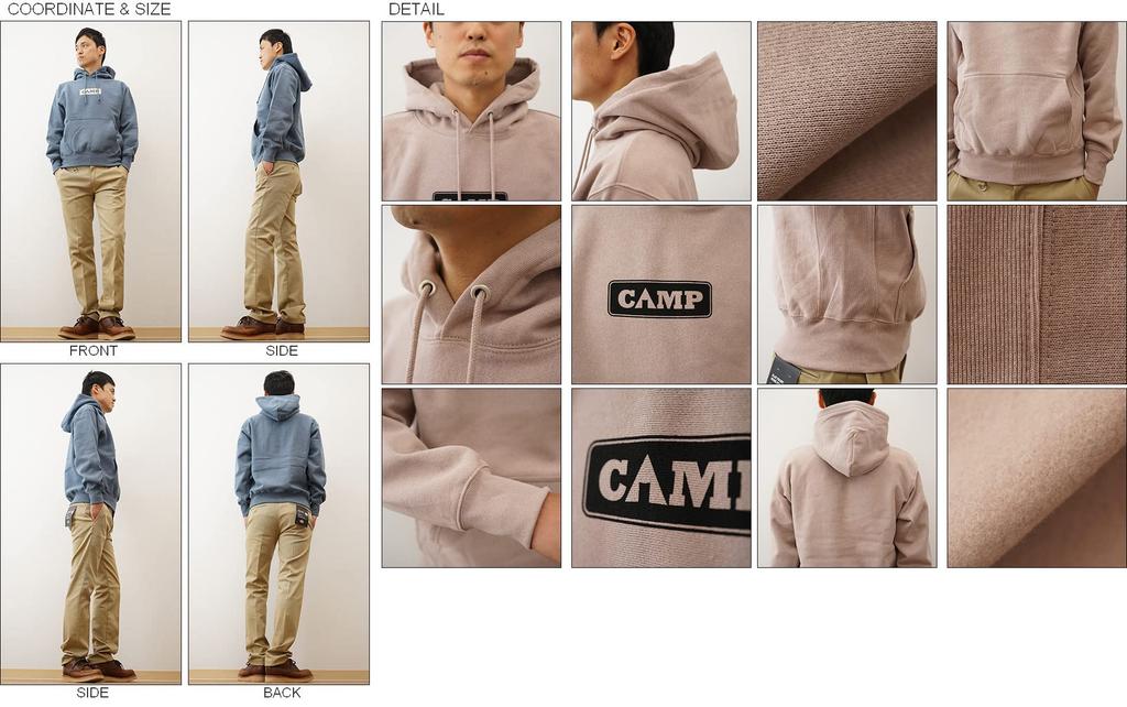 12oz Pullover Parka CAMP Original Outdoor Print Heavyweight Sweat Hoodie M Black [Jeans Bug] 12PP-CAMP (2)